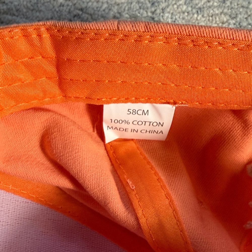 Orange Baseball Cap with Peach Embroidery - Picture 3 of 3